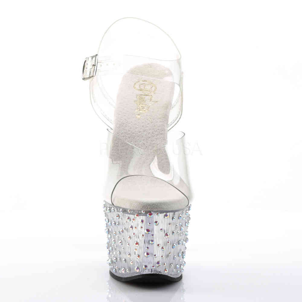 Pleaser - STARDANCE708 Sandaal met enkelband, Paaldans schoenen - Paaldans schoenen - Transparant